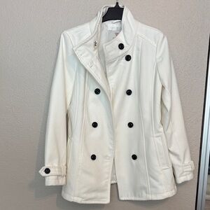 Guess White Double-Breasted Pea Coat